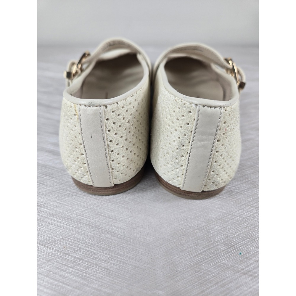 Dolce Vita Womens Cream Perforated Suede Double Buckle Mary Jane Flats Size 6 - Picture 4 of 10